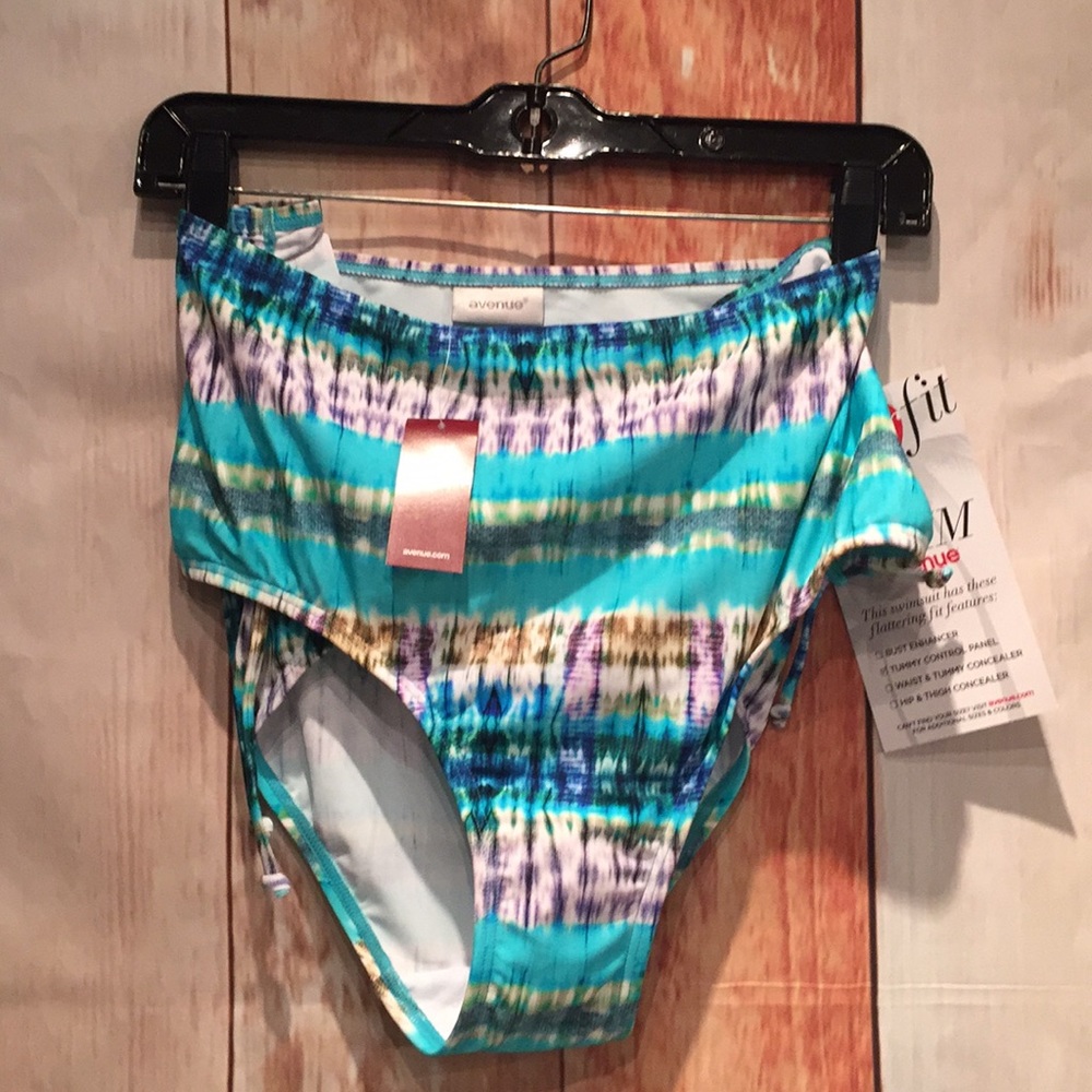 NWT Avenue Plus Swim Bikini Bottoms w Tummy Panel